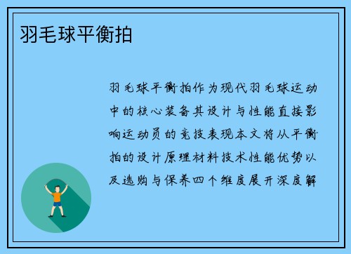 羽毛球平衡拍